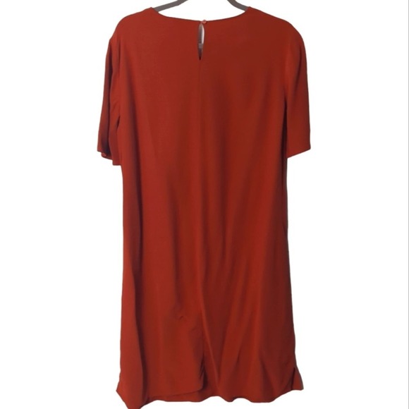 Eileen Fisher Burnt Orange Short Sleeve Tencel Crepe Shift Dress Size S - Picture 5 of 5